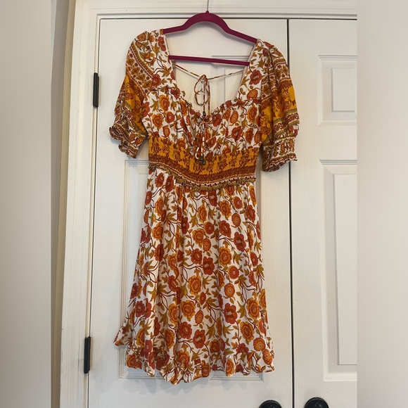 Saints + Secrets - SUMMER IN PARIS PUFF SLEEVE OPEN BACK DRESS FLORAL PRINT - Picture 9 of 9